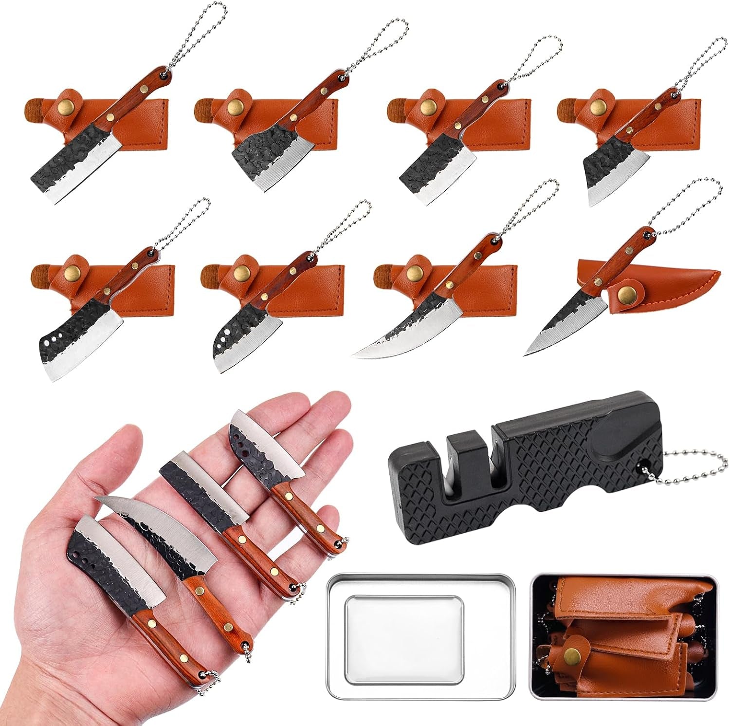 mini-kitchen-knife-set-tiny-edc-knife-for-package-opener-letter-opener-collection-mini-knives-set-with-sheath-and-sharpenerlight-brown-handle-8pcs