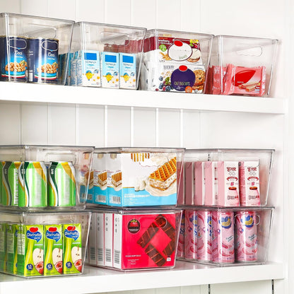 6 Pack Clear Stackable Storage Bins with Lids and Handles, Large4
