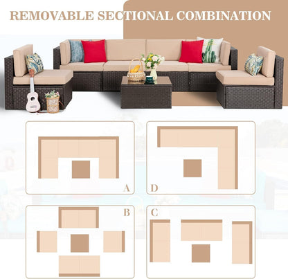 7 Pieces Patio Furniture Sets, Outdoor Sectional Patio Sofa Set4