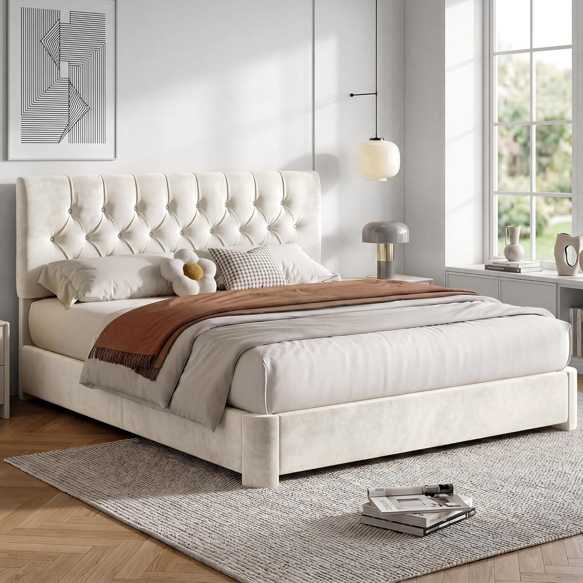 king-size-bed-frame-with-headboard-luxury-velvet-fabric-upholstered-bed-frame-with-button-tufted-design-strong-wooden-slats-support-low-sturdy-noise-free-no-box-spring-easy-assembly-beige