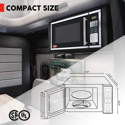 TUNDRA MW Series Truck Microwave Oven - Durable 120V RV Truck Countertop Oven with 20L/0.7 Ft³ Capacity, 6 Auto-Cook Programs, Child Lock, LCD Display, Control Panel, Timer Function - MW7004