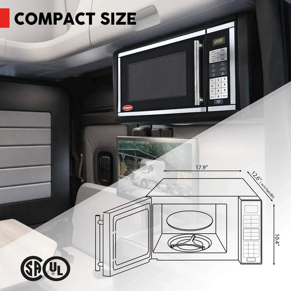 TUNDRA MW Series Truck Microwave Oven - Durable 120V RV Truck Countertop Oven with 20L/0.7 Ft³ Capacity, 6 Auto-Cook Programs, Child Lock, LCD Display, Control Panel, Timer Function - MW7004