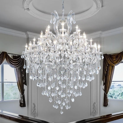 Large Modern Chandelier Light Fixtures - 36 Lights, 4 Layers Chrome Crystal Chandeliers for Hotel, Lobby, Foyer, Entrance Hall, Staircase1