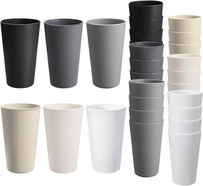 24 Pcs Unbreakable Plastic Cups Set, 20 Oz Reusable Plastic Cups, Stackable Drinking Cup for Kitchen, Outdoor, Bpa-Free, Dishwasher Refrigerator and Microwave Safe (20 Oz, 6 Colors)1