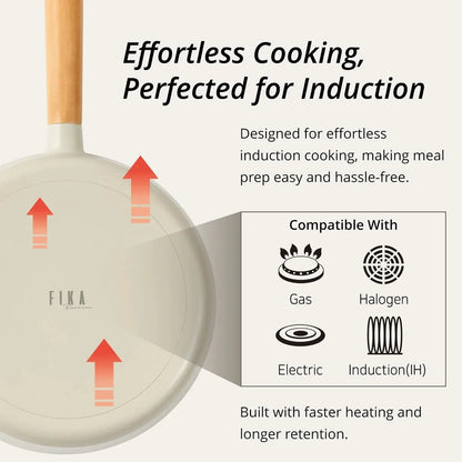 FIKA Small 7-Inch Deep Ceramic Coated Wok Pan, Nonstick Stir Fry & Soup Pan with Natural Wooden Handle, Induction Compatible for All Stovetops, Made in Korea (18Cm)8