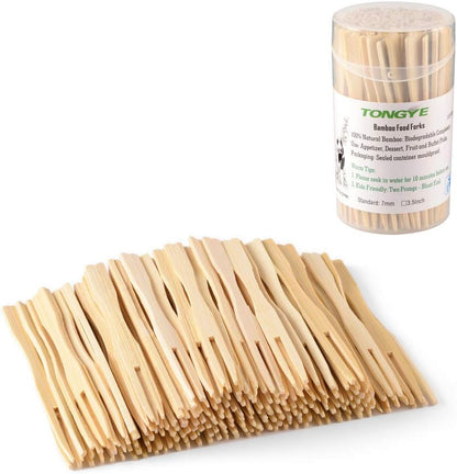 Mini Bamboo Forks 3.5 Inch, Cocktail Forks Appetizer Forks, Small Wood Forks for Fruit, Disposable Tiny Food Picks for Party，Charcuterie Supplies Accessories, Wooden Toothpicks Fork. 110 PCS1