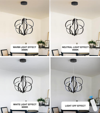 Modern Black LED Chandelier Ceiling Light Fixture, 8 Lights Hanging Pendant Lights for Dining Room Foyer Entryway Kitchen Living Room.6