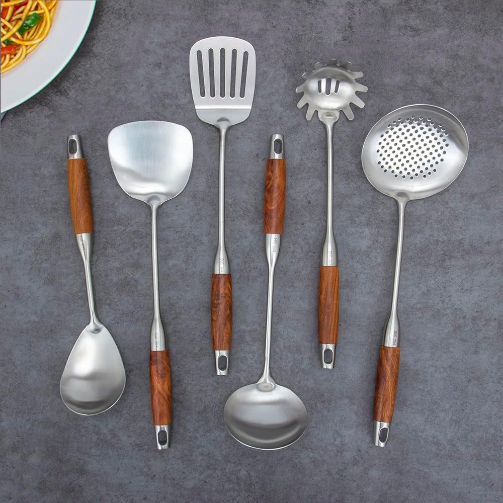 304-stainless-steel-kitchen-utensils-set-with-wood-handle-6-pcs-metal-cooking-utensils-set-metal-spoon-kitchen-essentials-non-stick-and-heat-resistant-easy-to-clean