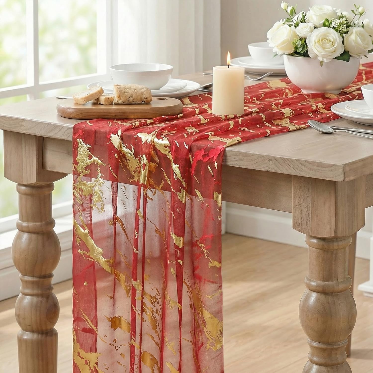 marble-pattern-red-gauze-table-runner-10ft-glitter-metallic-foil-sheer-dining-wedding-anniversary-birthday-table-decor-for-home-party