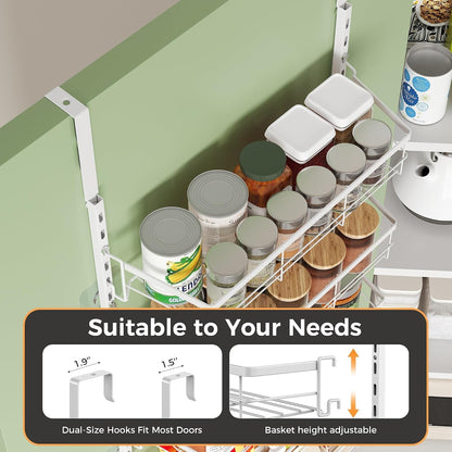over the Door Pantry Organizer,8-Tier Adjustable Heavy Duty Metal Hanging Storage Rack,Wall Mount Spice Shelf for Kitchen Bathroom Laundry Organization4