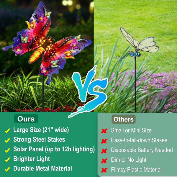 Solar Garden Lights, Outdoor Butterfly Garden Decor Large 41" Metal Decorative Lights, Waterproof Butterfly outside Decoration Patio Yard Porch Birthday Gardening Gifts for Mom Women, Purple7