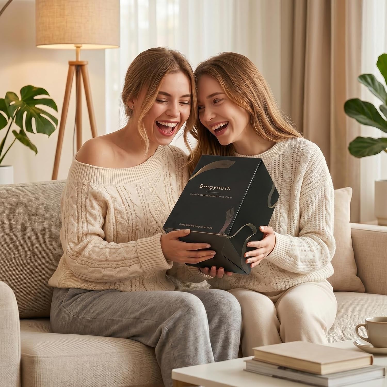 candle-warmer-lamp-with-timer-best-house-warming-gift-height-adjustable-dimmable-electric-candle-warmer-lamp-includes-2-bulbs-birthday-gift-for-women-mom-housewarming-flaxen