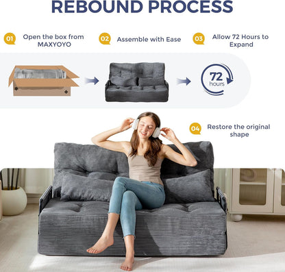 Adjustable Folding Sofa Bed Couch with 2 Pillows, Dark Grey9