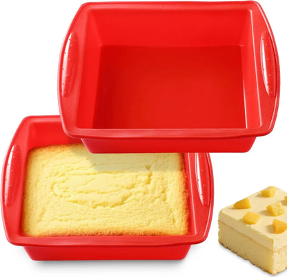 Silicone Square Brownie Pan 2 Pack, 8X8 Baking Pan for Brownies, Cakes, Bread, Pie & Lasagna1