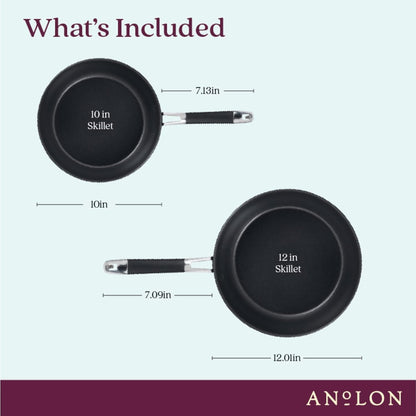 Smart Stack Hard-Anodized Nonstick Frying Pan Set, 10 & 12-Inch | Durable Skillet Set, Stackable Design for Easy Storage, Durable Construction, in Black2