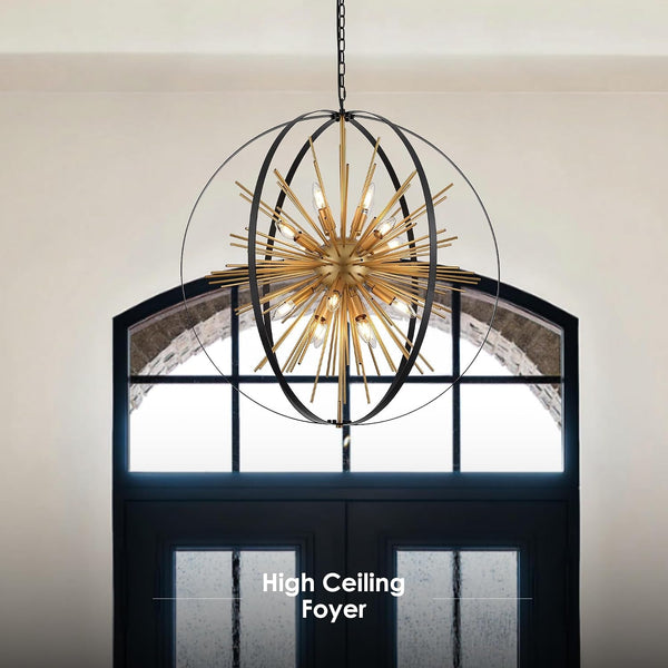 Black Gold Sputnik Chandelier, Starburst Firework Pendant Light Fixtures7