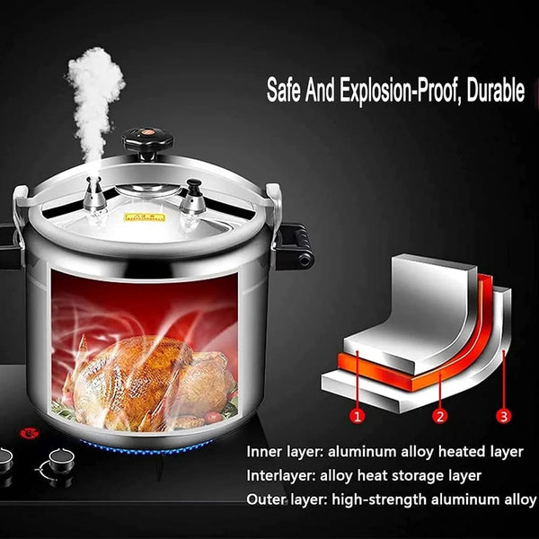 Large-Capacity Explosion-Proof Pressure Cooker，High Pressure Cooking Aluminum Alloy Commercial Pressure Canner for Schools Factory Restaurants (Color : Silver, Size : 18L)3