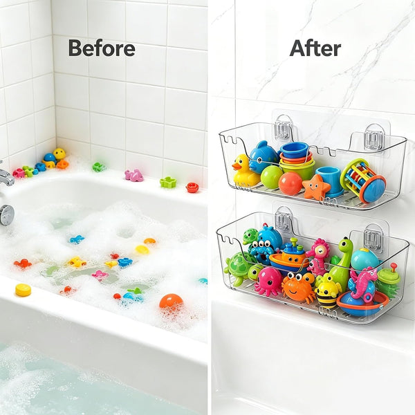 Bath Toy Storage Organizer, 2 Pack Bath Toy Holder with Drain Holes5