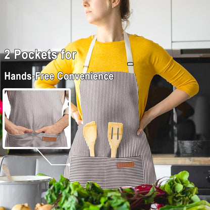 Adjustable Bib Apron with 2 Pockets Chef Cooking Kitchen Restaurant Aprons for Women Men4