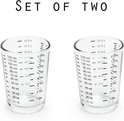 Mini Multi-Purpose Liquid and Dry Measuring Shot Glass, Set of 2, 4-Ounce Cups, Clear, Small4