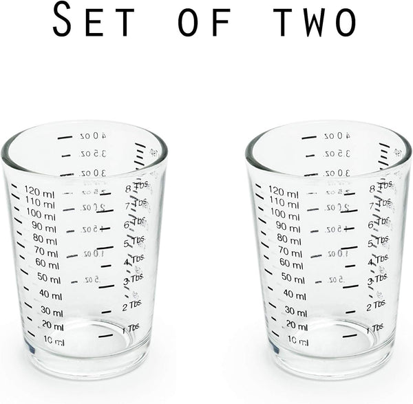 Mini Multi-Purpose Liquid and Dry Measuring Shot Glass, Set of 2, 4-Ounce Cups, Clear, Small4