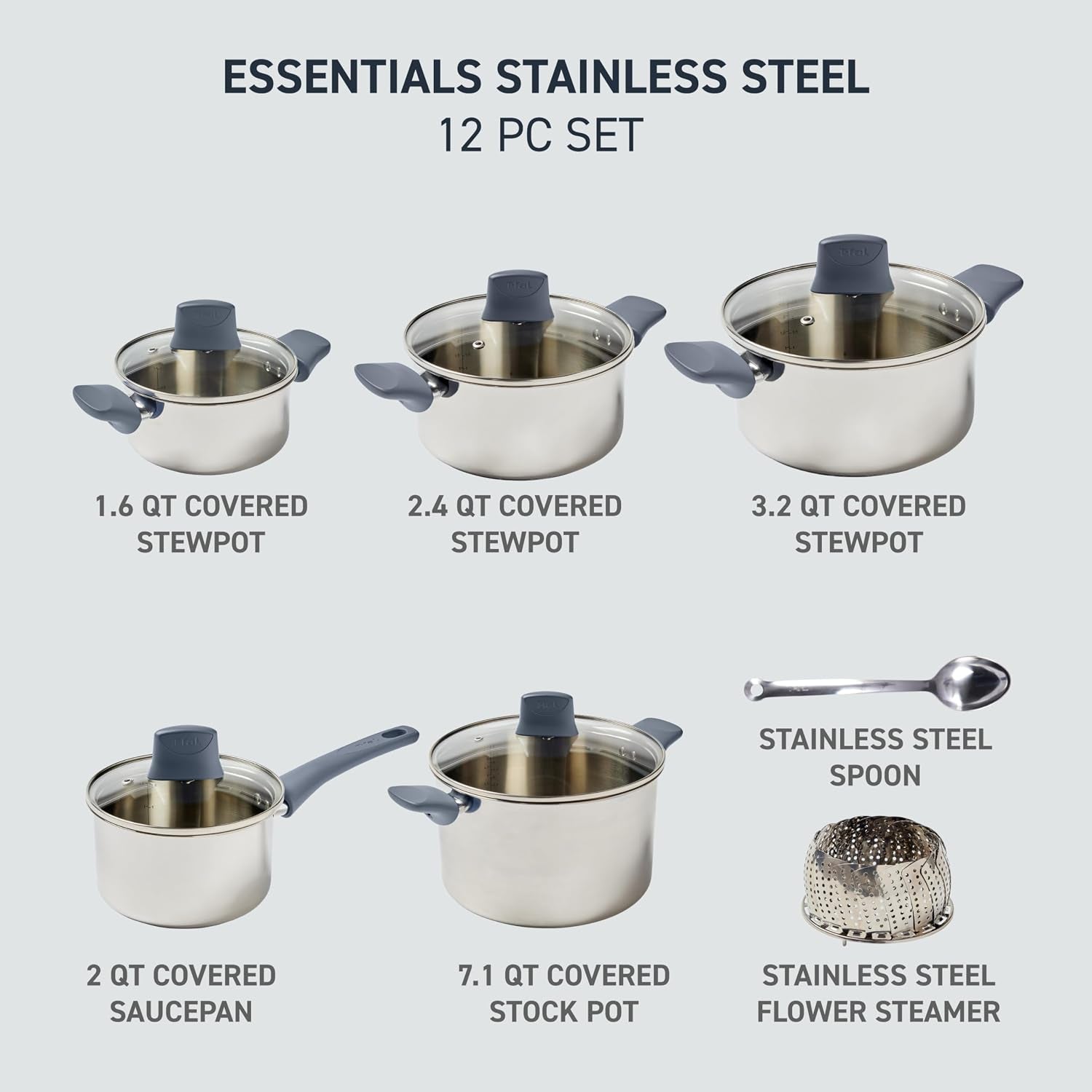 essentials-stainless-steel-cookware-set-12-piece-induction-compatible-oven-safe-350f-cooking-set-w-stewpots-stockpot-saucepan-lids-tools-measuring-marks-dishwasher-safe-silver-blue