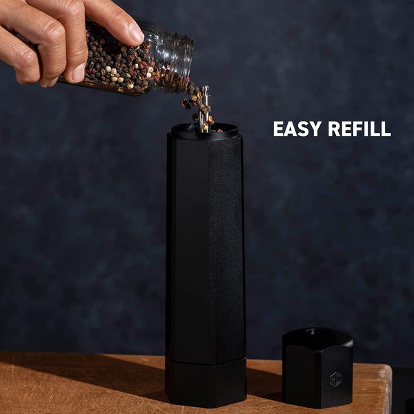Hexclad Hexmill Pepper Grinder, Aluminum Matte Black, 10 Grind Settings6