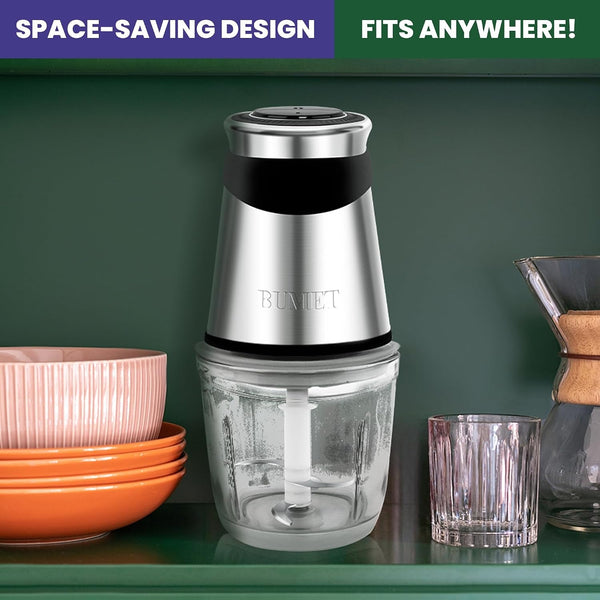 500W Mini Chopper 2.5-Cup Glass Bowl Steel Blades | Stainless Steel Blade and BPA Free Great for Small-Batch Chopper for Meat, Veggies & Baby Food. Compact & Easy-Clean.7