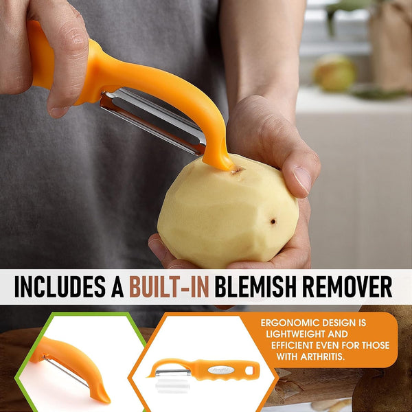 Stainless Steel Swivel Peeler & 4 Sided Handheld Box Grater, XL Size - 2 Product Bundle - Mango3