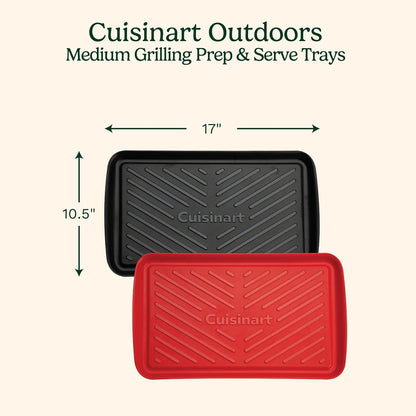 Grilling Prep and Serving Tray, Dishwasher-Safe, 2-Pc Nesting Set | 17-In X 10.5-In Food Tray Set for Prepping and Serving, Shatter-Resistant Melamine Design Fits 6 Burgers, CPK-2002