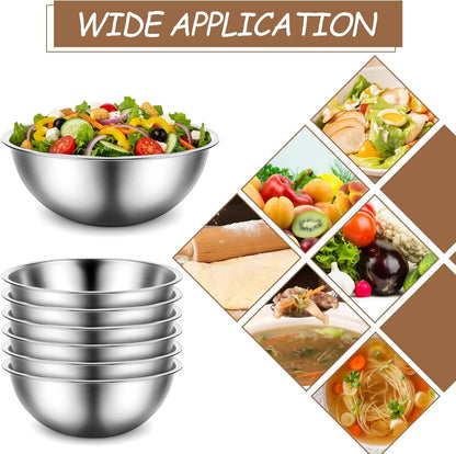 12 Pcs Stainless Steel Mixing Bowls with Graduations, Stainless Steel Bowls, Nesting Metal Prep Salad Bowl, Metal Serving Reusable Baking Food Storage Containers for Kitchen Cooking(9 X 3.5 Inch)7