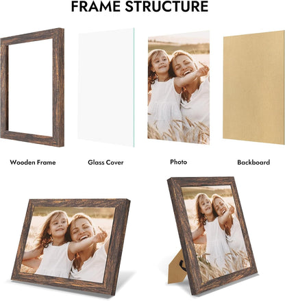 8X10 Picture Frame with Real Glass Wood Frame(Rustic Brown, 1 Pack)5