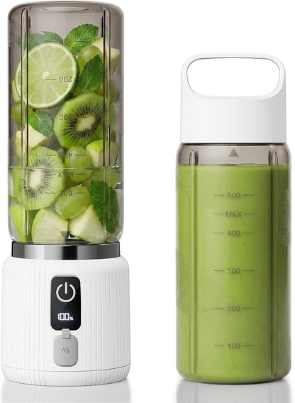 Portable Blender, Smoothie Blender with LED Display, 17 Oz, White | 8 Blades, LED Display, USB-C Charging, Blender for Smoothie, Shake and Protein, Cordless, Perfect for Home, Travel, Office1