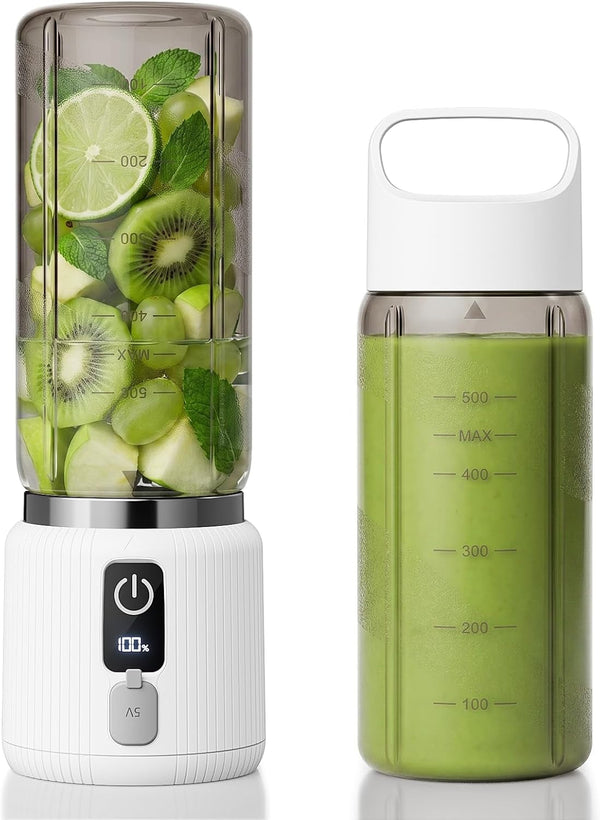 Portable Blender, Smoothie Blender with LED Display, 17 Oz, White | 8 Blades, LED Display, USB-C Charging, Blender for Smoothie, Shake and Protein, Cordless, Perfect for Home, Travel, Office1