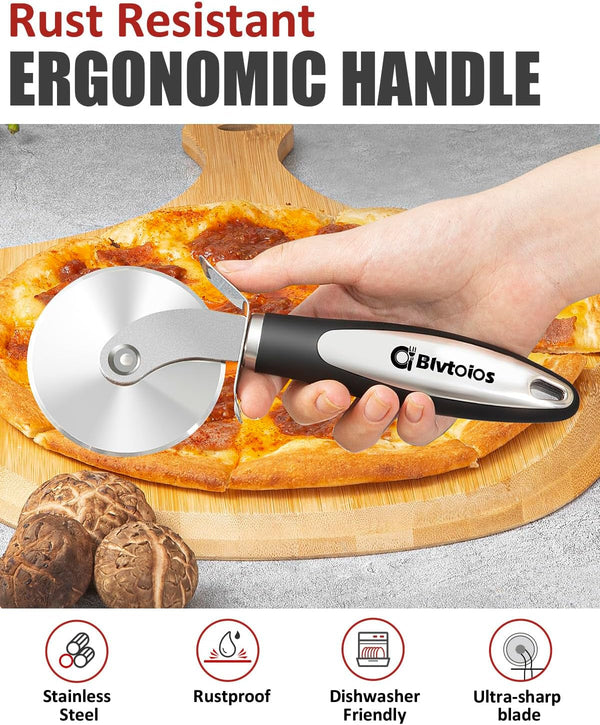 Premium Pizza Cutter, Multi-Purpose Stainless Steel Pizza Cutter Wheel with Non-Slip Soft Touch Handle, Perfect for Cutting Pizza, Dough and Pastry, Dishwasher Safe3