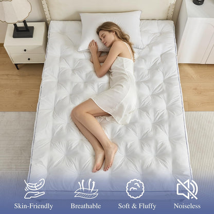 5 Inch Memory Foam Mattress Topper Queen Size, Extra Thick Supportive Pillow Top Mattress Pad, Breathable & Fluffy Soft Bed Topper with Gel Memory Foam，60"X80"6