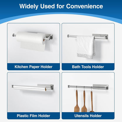 Paper Towel Holder,Self-Adhesive or Drilling， Brushed Nickel, 1 Pack | SUS304 Stainless Steel,Kitchen Roll Dispenser under Cabinet，Wall Mounted Rack4