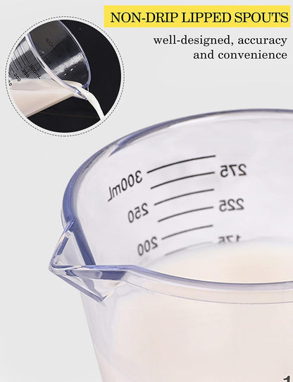 Measuring Cups Set, Liquid Measuring Cups for 3 for Kitchen | BPA Free Plastic Set with Spout Multiple Measurement Scales, Cup, Ml and Oz, (Clear)5