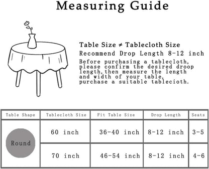 Boho Tablecloth for round Tables,Fringed Edges with Geometric Pattern Tablecloths,Farmhouse Floral Table Cover Cloth Decorative for Kitchen Dining Room,70"（Round）6