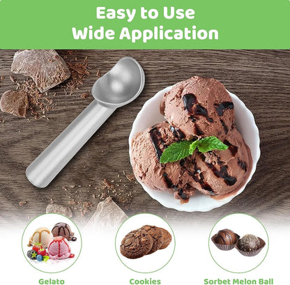 Ice Cream Scoop,7 Inches Nonstick Anti-Freeze One Piece Aluminum Scooper Spoon, Heavy Duty Durable Design, Easy Clean, for Gelato, Cookie Dough, Sorbet, Almond (Silver)6