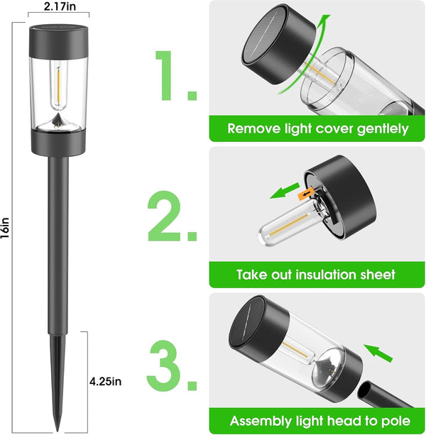 Solar Pathway Lights Outdoor Waterproof, 12 Pack, Warm White4