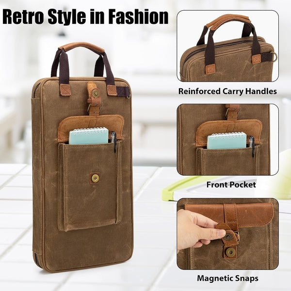 Chef Knife Bag, Waxed Canvas Chef Bag with 11 Slots & 2 Mesh Pockets4