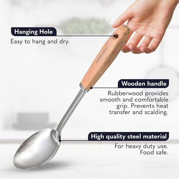 10-Piece Stainless Steel Kitchen Utensil Set with Wooden Handle4