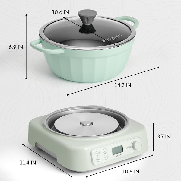 LP55 5-In-1 Slow Cooker with Removable Nonstick Stockpot, 4.7QT | Compatible with Various Cookwares, Two Temperature Controls, Customized Time Settings, Auto Keep Warm for 2H, Cozy Greenish7