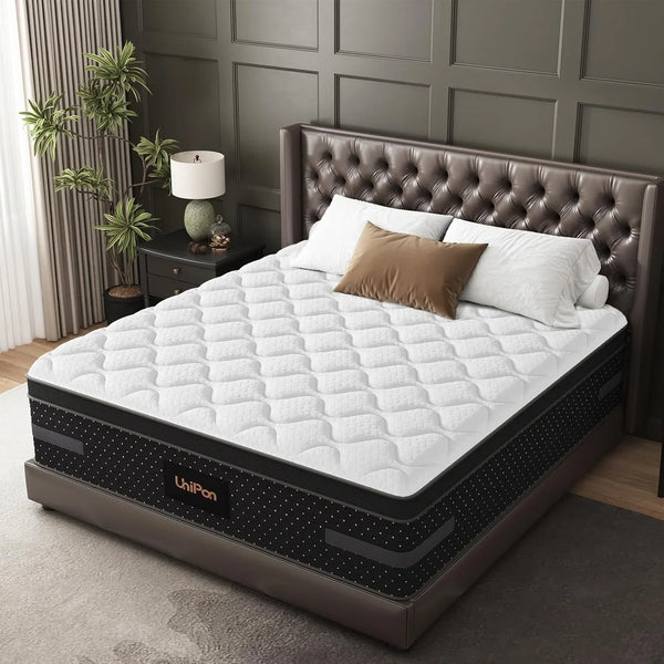 Medium Firm Queen Size Mattress, 14 Inch Hybrid Mattress in a Box with Zoned Lumbar Support for Side Sleepers, Pressure Relief, Fiberglass Free, 365 Nights Trial, 10 Years Warranty1
