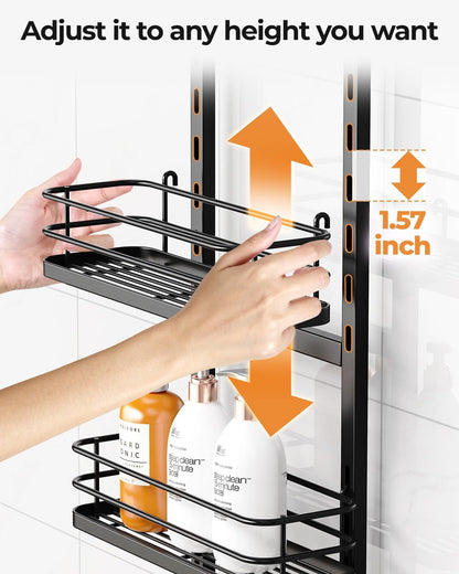 3 Tier Adjustable Shower Caddy Hanging over Head Anti-Swing Black6
