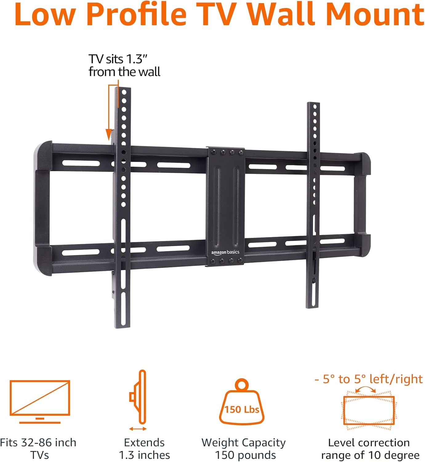 low-profile-tv-wall-mount-with-horizontal-post-installation-leveling-for-37-to-86-inch-tvs-wood-studs-compatible-black