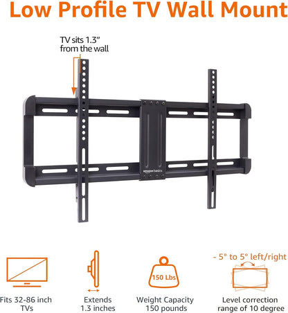 Low Profile TV Wall Mount with Horizontal Post Installation Leveling for 37 to 86 Inch Tvs, Wood Studs Compatible, Black4
