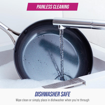 Cookware Hard Anodized Ceramic Nonstick, 10" Frying Pan Skillet, Pfas-Free, Dishwasher Safe, Oven Safe, Grey | Diamond Infused Pfas-Free Nonstick, Oven & Dishwasher Safe, Metal Utensil Safe, Scratch Resistant, Gray8