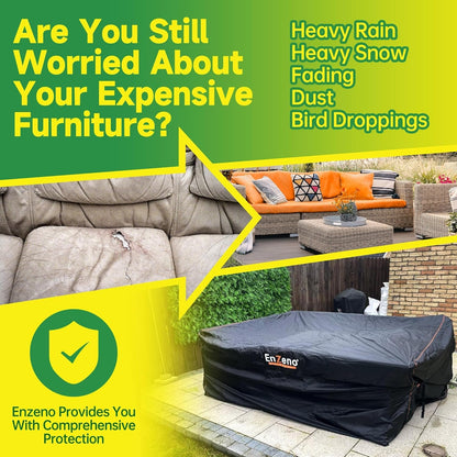 Patio Furniture Set Cover, Outdoor Sectional Sofa Couch Set Covers Waterproof, Garden Dining Table Chair Set Cover outside Rectangular Heavy Duty Weatherproof 90" L X 65" W X 28" H Black3